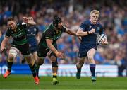 3 May 2025; Tommy O'Brien of Leinster makes a break during the Investec Champions Cup semi-final match between Leinster and Northampton Saints at the Aviva Stadium in Dublin. Photo by Brendan Moran/Sportsfile