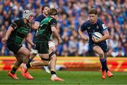 3 May 2025; Jordie Barrett of Leinster in action against Henry Pollock of Northampton Saints during the Investec Champions Cup semi-final match between Leinster and Northampton Saints at the Aviva Stadium in Dublin. Photo by Brendan Moran/Sportsfile
