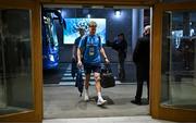 3 May 2025; Jordie Barrett of Leinster arrives before the Investec Champions Cup semi-final match between Leinster and Northampton Saints at the Aviva Stadium in Dublin. Photo by Brendan Moran/Sportsfile