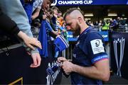 3 May 2025; RG Snyman of Leinster signs autographs after the Investec Champions Cup semi-final match between Leinster and Northampton Saints at the Aviva Stadium in Dublin. Photo by Brendan Moran/Sportsfile