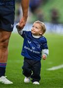 3 May 2025; Nico Lowe, with his dad James Lowe of Leinster, after the Investec Champions Cup semi-final match between Leinster and Northampton Saints at the Aviva Stadium in Dublin. Photo by Brendan Moran/Sportsfile