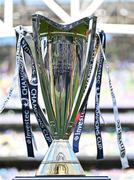3 May 2025; A general view of the Champions Cup trophy before the Investec Champions Cup semi-final match between Leinster and Northampton Saints at the Aviva Stadium in Dublin. Photo by Brendan Moran/Sportsfile