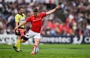 12 April 2025; Jack Crowley of Munster kicks a conversion during the Investec Champions Cup quarter-final match between Bordeaux Begles and Munster at Stade Chaban-Delmas in Bordeaux, France. Photo by Brendan Moran/Sportsfile