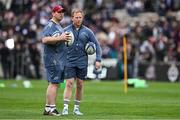 12 April 2025; Munster defence coach Denis Leamy, left, and attack coach Mike Prendergast before the Investec Champions Cup quarter-final match between Bordeaux Begles and Munster at Stade Chaban-Delmas in Bordeaux, France. Photo by Brendan Moran/Sportsfile