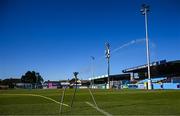 16 May 2025; The pitch is watered before the SSE Airtricity Men's Premier Division match between Drogheda United and Derry City at Sullivan & Lambe Park in Drogheda, Louth. Photo by Ramsey Cardy/Sportsfile