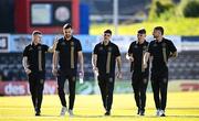 16 May 2025; Bohemians players, from left, Ross Tierney, Jordan Flores, Dawson Devoy, Dayle Rooney and Adam McDonnell before the SSE Airtricity Men's Premier Division match between Bohemians and Shelbourne at Dalymount Park in Dublin. Photo by Seb Daly/Sportsfile