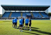 16 May 2025; Waterford players inspect the pitch before the SSE Airtricity Men's Premier Division match between Waterford and Shamrock Rovers at the Regional Sports Centre in Waterford. Photo by Thomas Flinkow/Sportsfile
