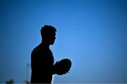 16 May 2025; Jack Crowley of Munster walks the pitch before the United Rugby Championship match between Munster and Benetton at Virgin Media Park in Cork. Photo by Brendan Moran/Sportsfile