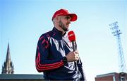 16 May 2025; Shelbourne assistant manager Joey O'Brien is interviewed by Virgin Media Sport before the SSE Airtricity Men's Premier Division match between Bohemians and Shelbourne at Dalymount Park in Dublin. Photo by Seb Daly/Sportsfile