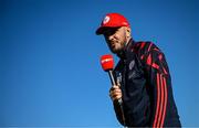 16 May 2025; Shelbourne assistant manager Joey O'Brien is interviewed by Virgin Media Sport before the SSE Airtricity Men's Premier Division match between Bohemians and Shelbourne at Dalymount Park in Dublin. Photo by Seb Daly/Sportsfile