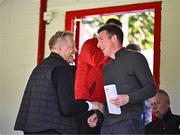 16 May 2025; Republic of Ireland head coach Heimir Hallgrimsson, left, shares a joke with newly appointed Cork City manager Gerard Nash before the SSE Airtricity Men's Premier Division match between St Patrick's Athletic and Cork City at Richmond Park in Dublin. Photo by Sam Barnes/Sportsfile