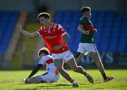 16 May 2025; Shane Lennon of Louth celebrates after scoring his side's first goal during the Dalata Hotel Group GAA Football All-Ireland U20 Championship semi-final match between Mayo and Louth at Glennon Brothers Pearse Park in Longford. Photo by Stephen Marken/Sportsfile