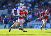 16 May 2025; Tom A Walsh of Cork in action against Jack Power of Waterford during the Electric Ireland GAA Hurling Munster Minor Championship final match between Cork and Waterford at FBD Semple Stadium in Thurles, Tipperary. Photo by Piaras Ó Mídheach/Sportsfile