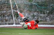 16 May 2025; Wexford goalkeeper Paul Martin saves a penalty from Sean McGrath of Kerry during the SSE Airtricity Men's First Division match between Kerry and Wexford at Mounthawk Park in Tralee, Kerry. Photo by Michael P Ryan/Sportsfile