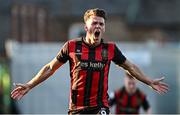 16 May 2025; Dayle Rooney of Bohemians celebrates after scoring his side's first goal from a penalty during the SSE Airtricity Men's Premier Division match between Bohemians and Shelbourne at Dalymount Park in Dublin. Photo by Seb Daly/Sportsfile