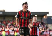 16 May 2025; Dayle Rooney of Bohemians celebrates after scoring his side's first goal from a penalty during the SSE Airtricity Men's Premier Division match between Bohemians and Shelbourne at Dalymount Park in Dublin. Photo by Seb Daly/Sportsfile