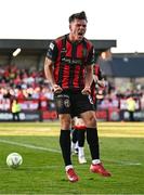 16 May 2025; Dayle Rooney of Bohemians celebrates after scoring his side's first goal from a penalty during the SSE Airtricity Men's Premier Division match between Bohemians and Shelbourne at Dalymount Park in Dublin. Photo by Seb Daly/Sportsfile