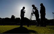 16 May 2025; St Patrick's Athletic manager Stephen Kenny is interviewed before the SSE Airtricity Men's Premier Division match between St Patrick's Athletic and Cork City at Richmond Park in Dublin. Photo by Sam Barnes/Sportsfile