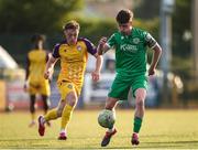 16 May 2025; Oran Crowe of Kerry in action against Kaylem Harnett of Wexford during the SSE Airtricity Men's First Division match between Kerry and Wexford at Mounthawk Park in Tralee, Kerry. Photo by Michael P Ryan/Sportsfile