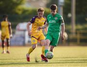 16 May 2025; Oran Crowe of Kerry in action against Kaylem Harnett of Wexford during the SSE Airtricity Men's First Division match between Kerry and Wexford at Mounthawk Park in Tralee, Kerry. Photo by Michael P Ryan/Sportsfile