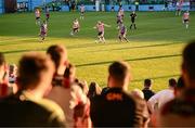 16 May 2025; Liam Boyce of Derry City in action against Ryan Brennan of Drogheda United during the SSE Airtricity Men's Premier Division match between Drogheda United and Derry City at Sullivan & Lambe Park in Drogheda, Louth. Photo by Ramsey Cardy/Sportsfile