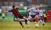16 May 2025; Kerr McInroy of Shelbourne in action against Dawson Devoy of Bohemians during the SSE Airtricity Men's Premier Division match between Bohemians and Shelbourne at Dalymount Park in Dublin. Photo by Seb Daly/Sportsfile