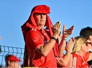 16 May 2025; A Louth supporter during the Dalata Hotel Group GAA Football All-Ireland U20 Championship semi-final match between Mayo and Louth at Glennon Brothers Pearse Park in Longford. Photo by Stephen Marken/Sportsfile