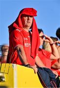 16 May 2025; A Louth supporter during the Dalata Hotel Group GAA Football All-Ireland U20 Championship semi-final match between Mayo and Louth at Glennon Brothers Pearse Park in Longford. Photo by Stephen Marken/Sportsfile