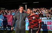 16 May 2025; Drogheda United manager Kevin Doherty, left, and Derry City manager Tiernan Lynch before the SSE Airtricity Men's Premier Division match between Drogheda United and Derry City at Sullivan & Lambe Park in Drogheda, Louth. Photo by Ramsey Cardy/Sportsfile