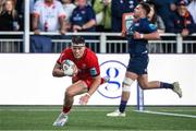 16 May 2025; Jude Postlethwaite of Ulster scores his side's second try during the United Rugby Championship match between Edinburgh and Ulster at Hive Stadium in Edinburgh, Scotland. Photo by Paul Devlin/Sportsfile