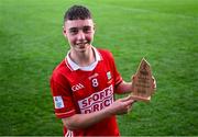 16 May 2025; Tom A Walsh of Cork with his Electric Ireland Player of The Match Award following his performance in the Electric Ireland GAA Hurling Munster Minor Championship final match between Cork and Waterford at FBD Semple Stadium in Thurles, Tipperary. Photo by Piaras Ó Mídheach/Sportsfile