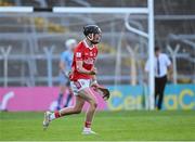 16 May 2025; Sam Ring of Cork celebrates scoring his side's first goal during the Electric Ireland GAA Hurling Munster Minor Championship final match between Cork and Waterford at FBD Semple Stadium in Thurles, Tipperary. Photo by Piaras Ó Mídheach/Sportsfile