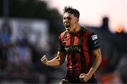 16 May 2025; Dayle Rooney of Bohemians celebrates after his side's victory in the SSE Airtricity Men's Premier Division match between Bohemians and Shelbourne at Dalymount Park in Dublin. Photo by Seb Daly/Sportsfile