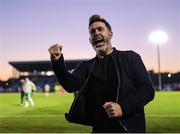 16 May 2025; Shamrock Rovers manager Stephen Bradley celebrates after his side's victory in the SSE Airtricity Men's Premier Division match between Waterford and Shamrock Rovers at the Regional Sports Centre in Waterford. Photo by Thomas Flinkow/Sportsfile