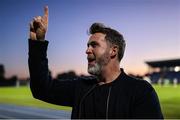 16 May 2025; Shamrock Rovers manager Stephen Bradley celebrates after his side's victory in the SSE Airtricity Men's Premier Division match between Waterford and Shamrock Rovers at the Regional Sports Centre in Waterford. Photo by Thomas Flinkow/Sportsfile