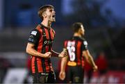 16 May 2025; Niall Morahan of Bohemians celebrates after his side's victory in the SSE Airtricity Men's Premier Division match between Bohemians and Shelbourne at Dalymount Park in Dublin. Photo by Seb Daly/Sportsfile