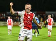 16 May 2025; Jamie Lennon of St Patrick's Athletic celebrates after his side's victory during the SSE Airtricity Men's Premier Division match between St Patrick's Athletic and Cork City at Richmond Park in Dublin. Photo by Sam Barnes/Sportsfile