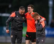16 May 2025; Wexford goalkeeper Paul Martin leaves the field at full time after picking up an injury during the SSE Airtricity Men's First Division match between Kerry and Wexford at Mounthawk Park in Tralee, Kerry. Photo by Michael P Ryan/Sportsfile