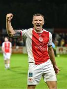 16 May 2025; Jamie Lennon of St Patrick's Athletic celebrates after his side's victory during the SSE Airtricity Men's Premier Division match between St Patrick's Athletic and Cork City at Richmond Park in Dublin. Photo by Sam Barnes/Sportsfile