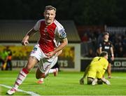 16 May 2025; Jamie Lennon of St Patrick's Athletic celebrates after scoring his side's third goal during the SSE Airtricity Men's Premier Division match between St Patrick's Athletic and Cork City at Richmond Park in Dublin. Photo by Sam Barnes/Sportsfile