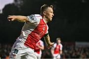 16 May 2025; Jamie Lennon of St Patrick's Athletic celebrates after scoring his side's third goal during the SSE Airtricity Men's Premier Division match between St Patrick's Athletic and Cork City at Richmond Park in Dublin. Photo by Sam Barnes/Sportsfile