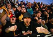 16 May 2025; St Patrick's Athletic supporters celebrate at  the final whistle following their side's victory in the SSE Airtricity Men's Premier Division match between St Patrick's Athletic and Cork City at Richmond Park in Dublin. Photo by Sam Barnes/Sportsfile