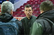 16 May 2025; Newly appointed Cork City manager Gerard Nash is interviewed after the SSE Airtricity Men's Premier Division match between St Patrick's Athletic and Cork City at Richmond Park in Dublin. Photo by Sam Barnes/Sportsfile