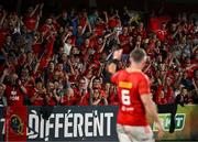 16 May 2025; Supporters applaud Peter O'Mahony of Munster after the United Rugby Championship match between Munster and Benetton at Virgin Media Park in Cork. Photo by Brendan Moran/Sportsfile