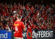 16 May 2025; Supporters applaud Peter O'Mahony of Munster after the United Rugby Championship match between Munster and Benetton at Virgin Media Park in Cork. Photo by Brendan Moran/Sportsfile