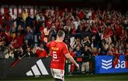 16 May 2025; Peter O'Mahony of Munster applauds supporters after the United Rugby Championship match between Munster and Benetton at Virgin Media Park in Cork. Photo by Brendan Moran/Sportsfile