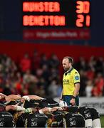 16 May 2025; Referee Mike Adamson during the United Rugby Championship match between Munster and Benetton at Virgin Media Park in Cork. Photo by Brendan Moran/Sportsfile