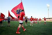16 May 2025; Peter O'Mahony of Munster walks onto the pitch before the United Rugby Championship match between Munster and Benetton at Virgin Media Park in Cork. Photo by Brendan Moran/Sportsfile