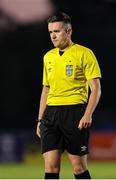 16 May 2025; Referee Aaron O'Dowd during the SSE Airtricity Men's Premier Division match between Waterford and Shamrock Rovers at the Regional Sports Centre in Waterford. Photo by Thomas Flinkow/Sportsfile