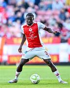 16 May 2025; Al-Amin Kazeem of St Patrick's Athletic during the SSE Airtricity Men's Premier Division match between St Patrick's Athletic and Cork City at Richmond Park in Dublin. Photo by Sam Barnes/Sportsfile